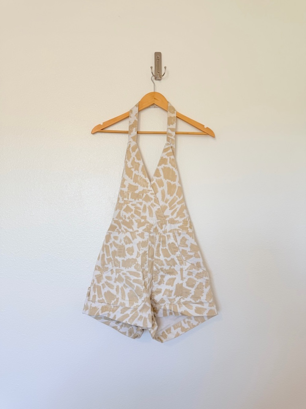 Maeve by Anthropologie Gardener Printed Apron Denim romper